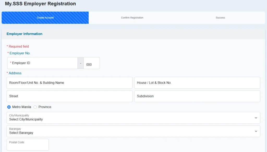 My.SSS Employer Registration