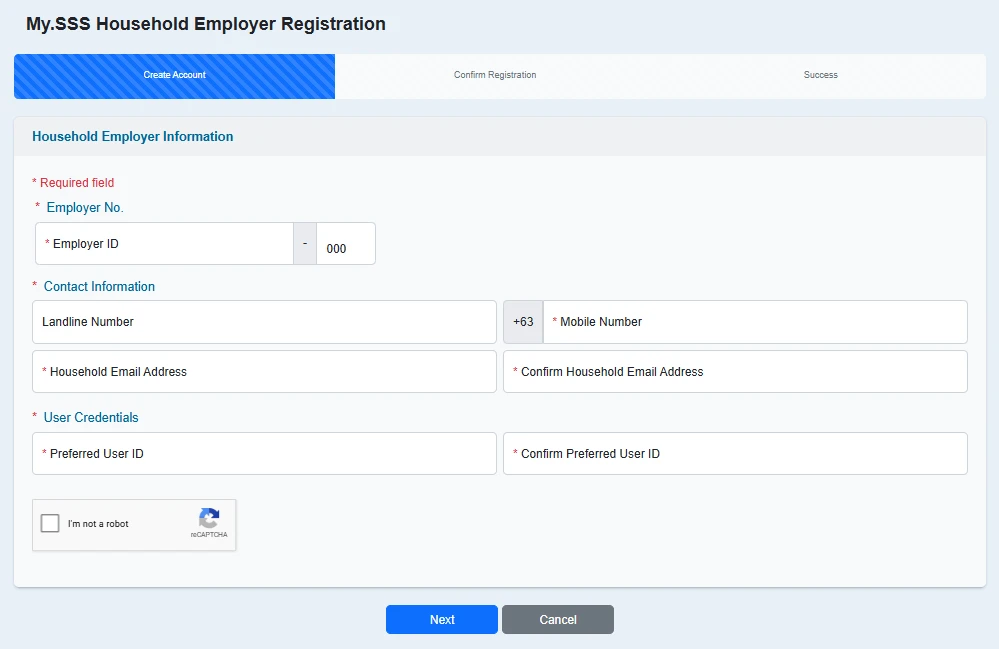 My.SSS Household Employer Registration