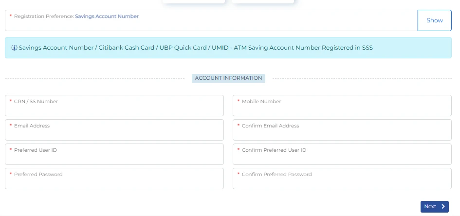 My.SSS Member Registration Form