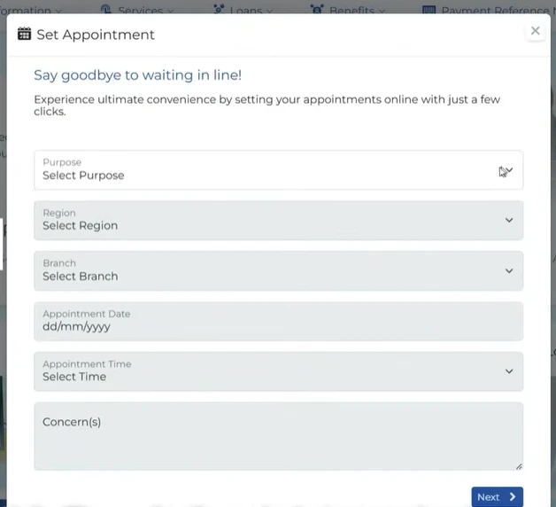 SSS Online Appointment Form